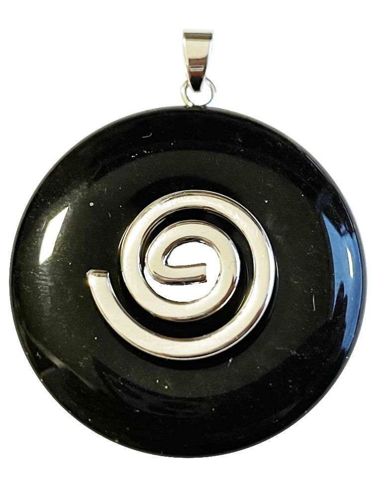 Pendentif Obsidienne argentée - PI chinois ou Donut