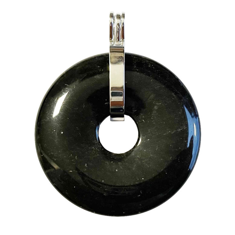 Pendentif Obsidienne argentée - PI chinois ou Donut