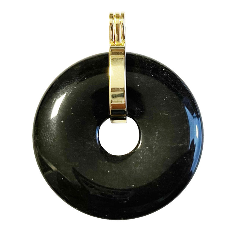 Pendentif Obsidienne argentée - PI chinois ou Donut