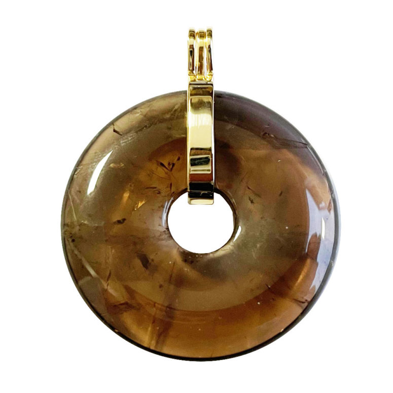 pendentif quartz fume pi chinois donuts