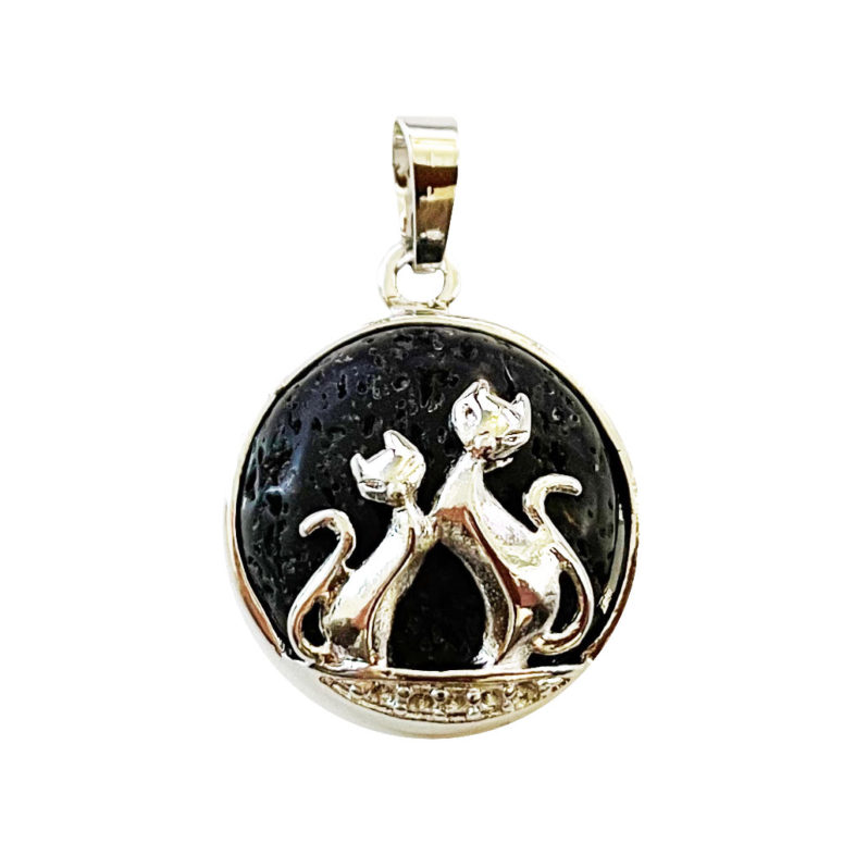 pendentif pierre de lave chat