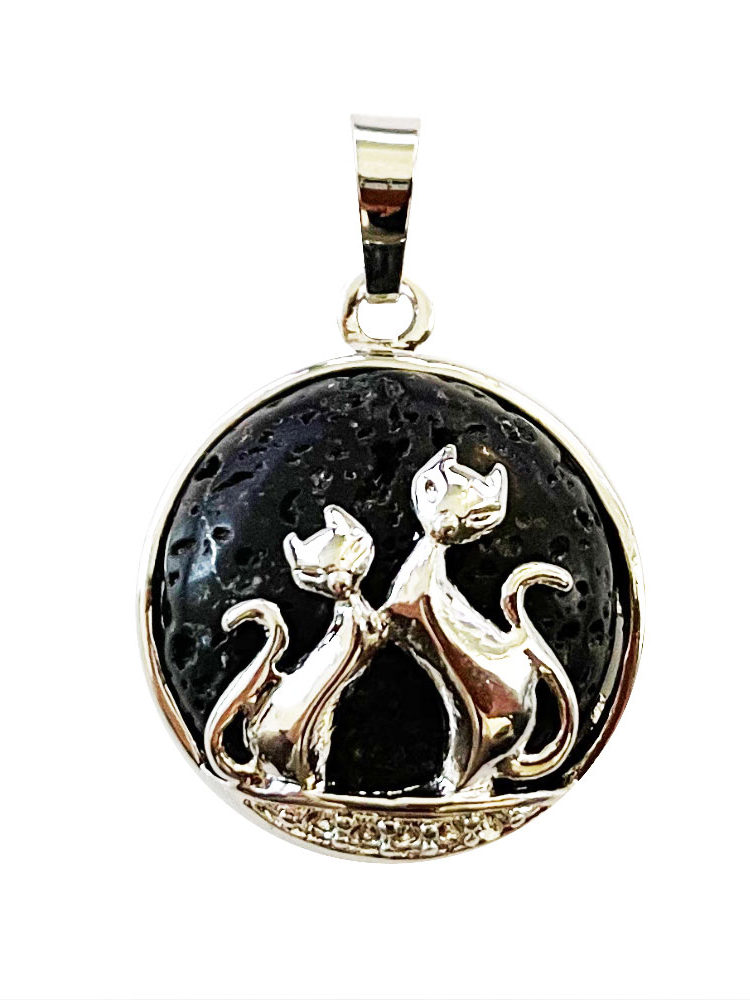 pendentif pierre de lave chat