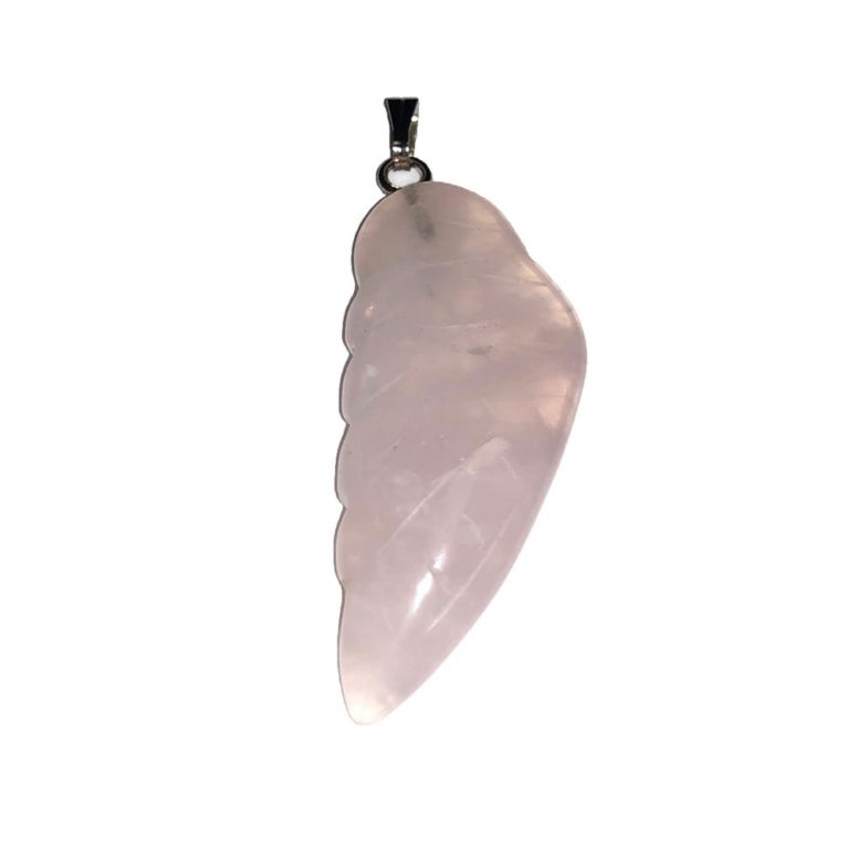 pendentif quartz rose aile d'ange