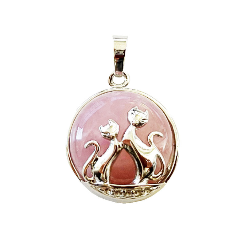 pendentif quartz rose chat