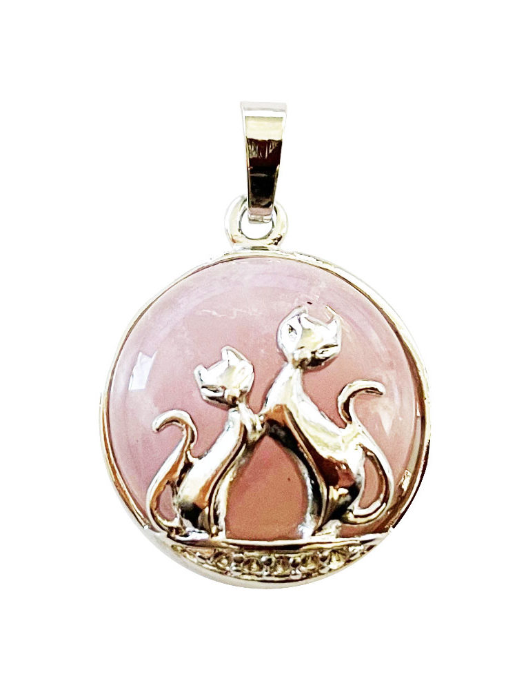 pendentif quartz rose chat