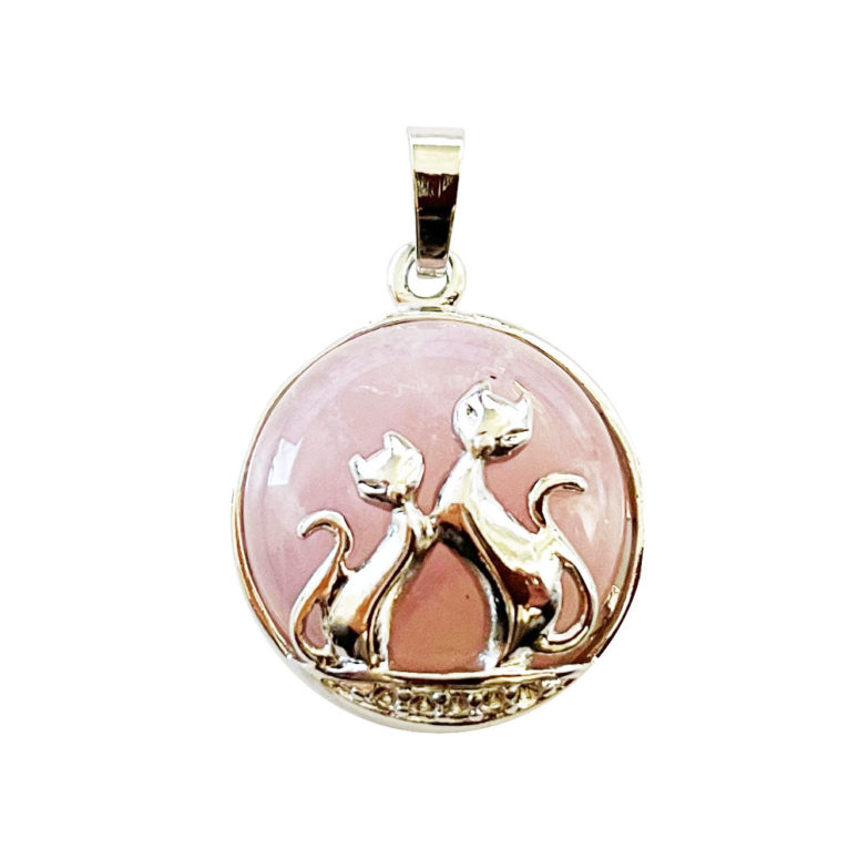 pendentif quartz rose chat