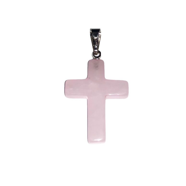 pendentif quartz rose croix