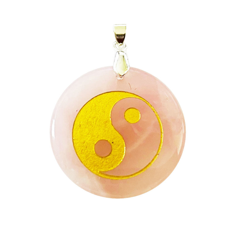 Pendentif Quartz rose Taoïste Yin-Yang