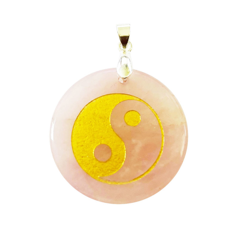 Pendentif Quartz rose Taoïste Yin-Yang