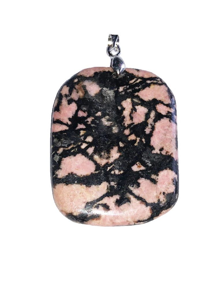 pendentif rhodonite pierre plate