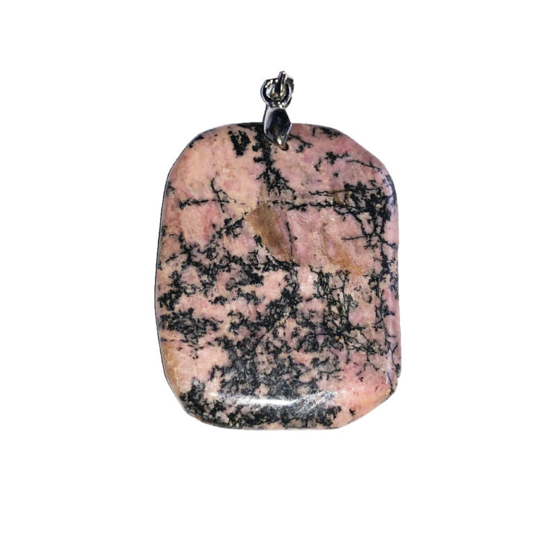 pendentif rhodonite pierre plate