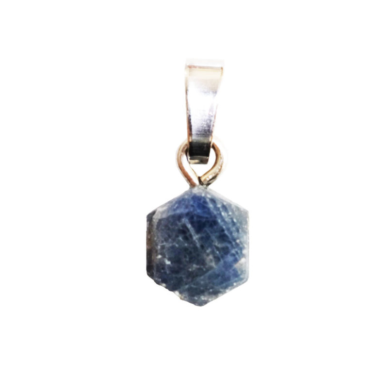 pendentif saphir bleu pierre brute