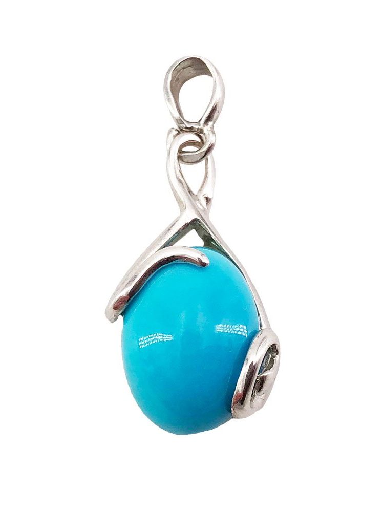 pendentif turquoise océane argent rhodié