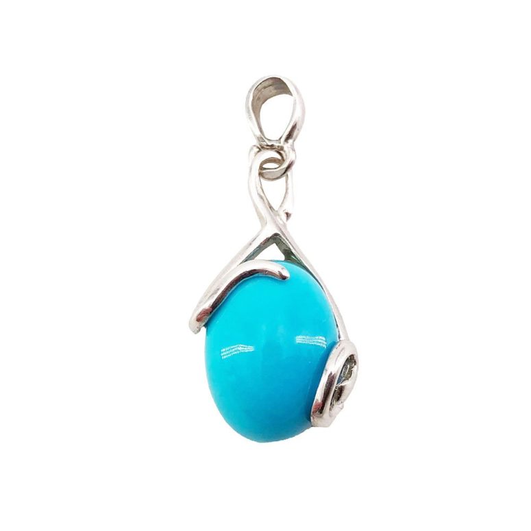 pendentif turquoise océane argent rhodié