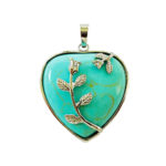 Pendentif Turquoise stabilisée Coeur fleuri