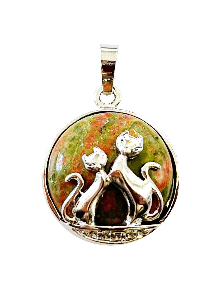 pendentif unakite chat