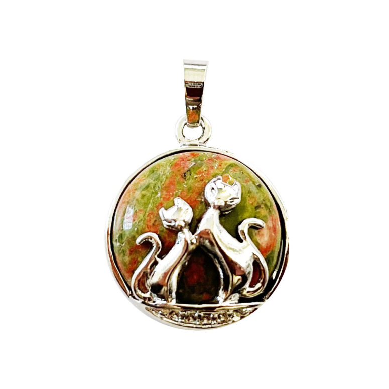 pendentif unakite chat