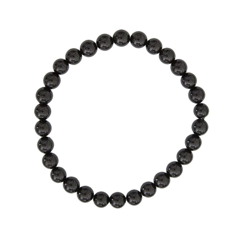 bracelet agate noire pierres boules 6mm