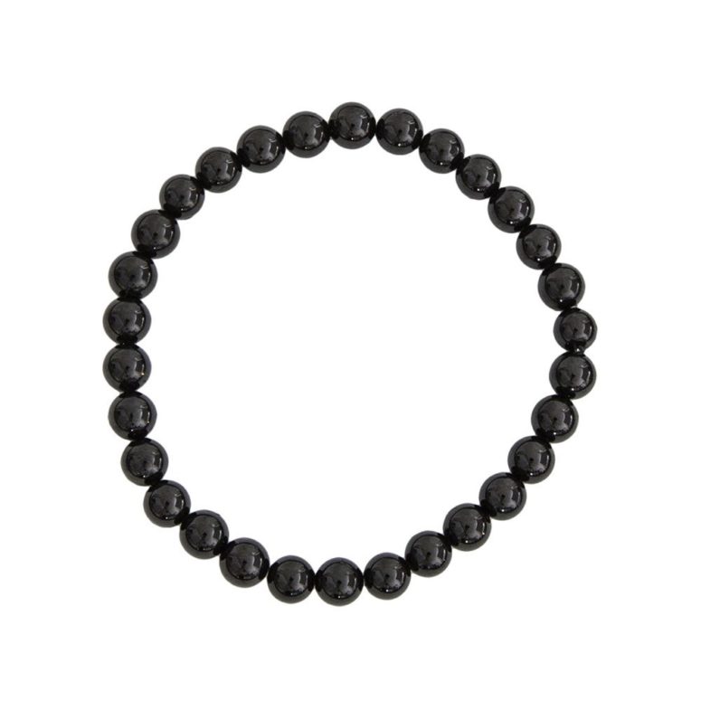 bracelet agate noire pierres boules 6mm