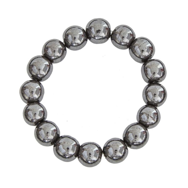 bracelet hématite pierres boules 12mm