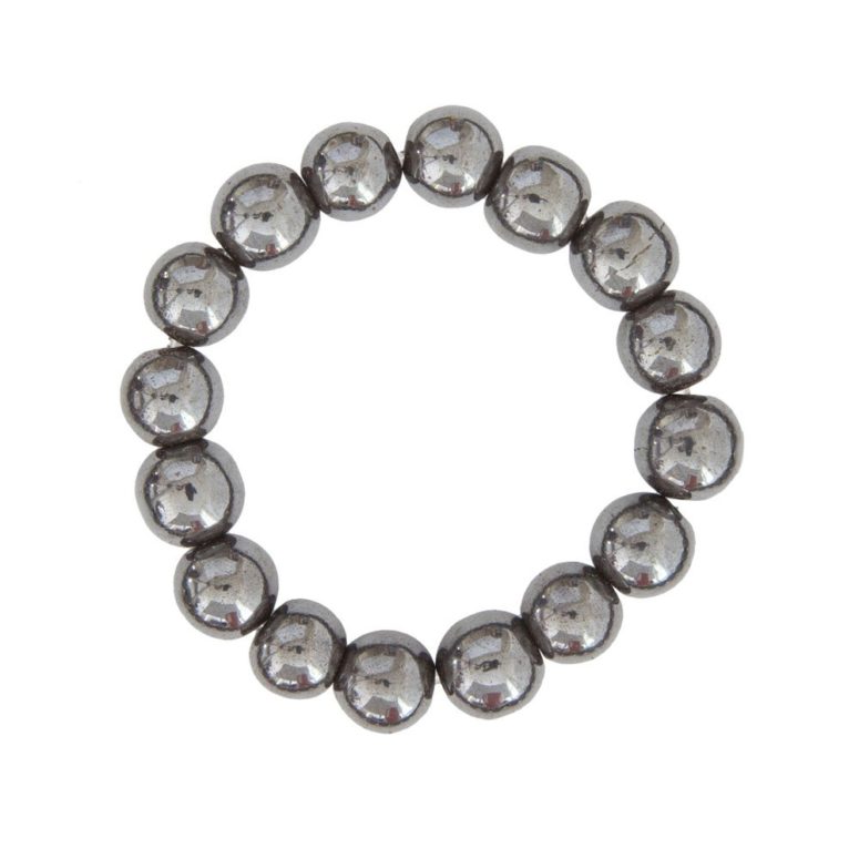 bracelet hématite pierres boules 12mm