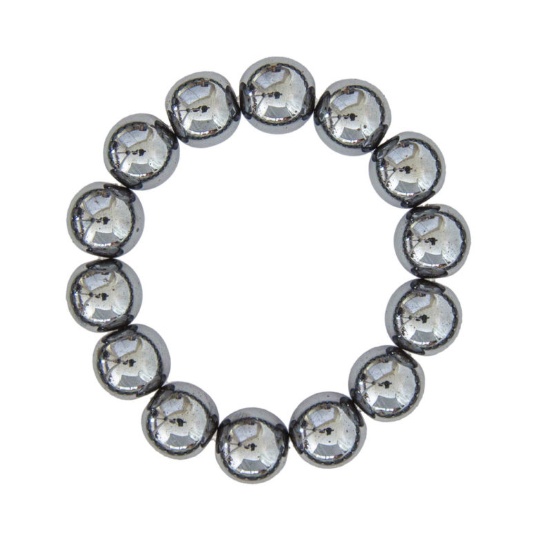 bracelet hématite en pierres boules 14mm