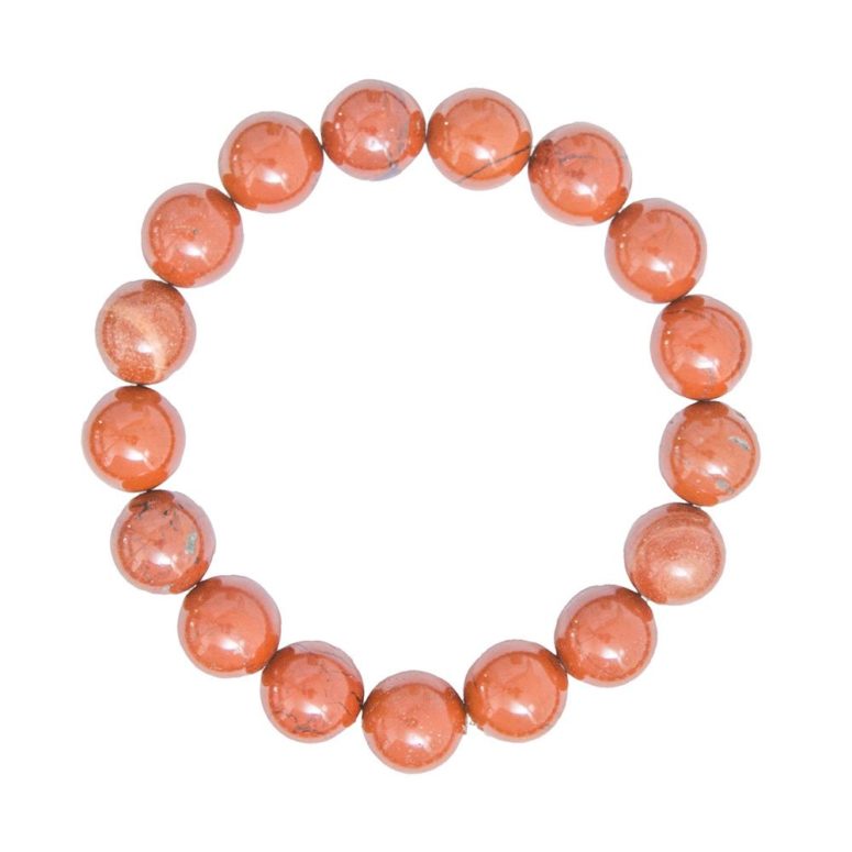 bracelet jaspe rouge pierres boules 10mm