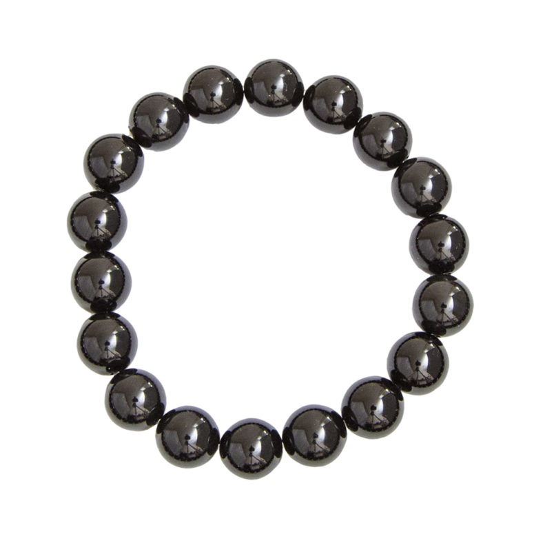 bracelet agate noire pierres boules 10mm