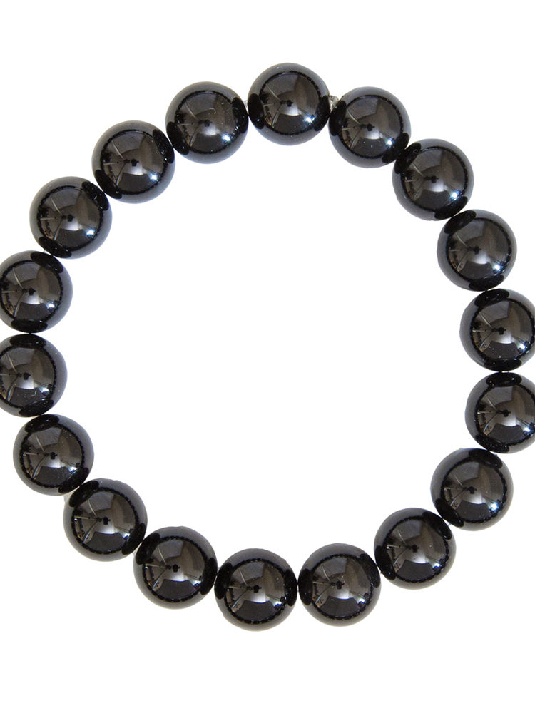 bracelet agate noire pierres boules 10mm