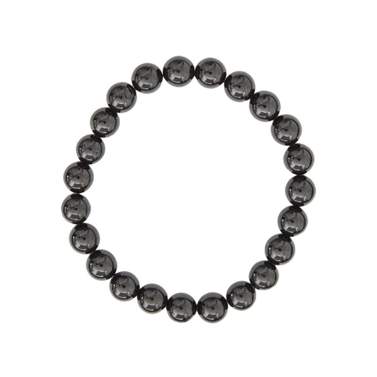 bracelet agate noire pierres boules 8mm