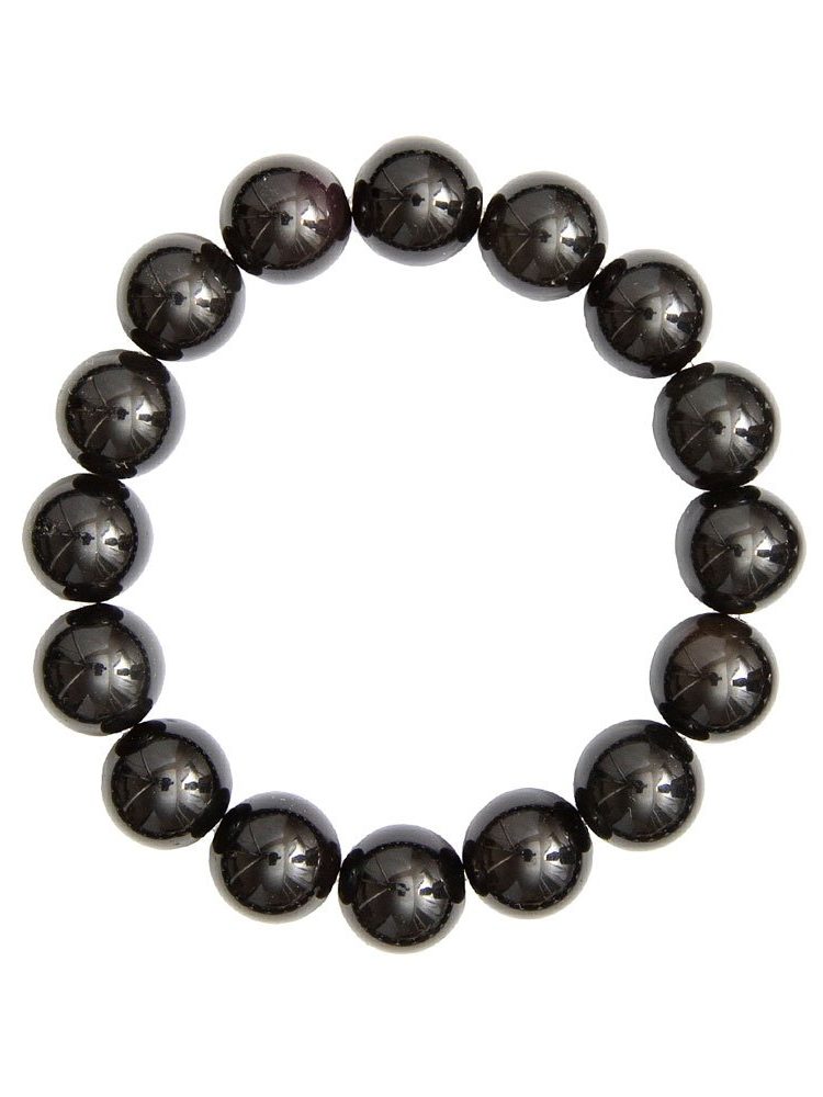 bracelet agate noire pierres boules 12mm