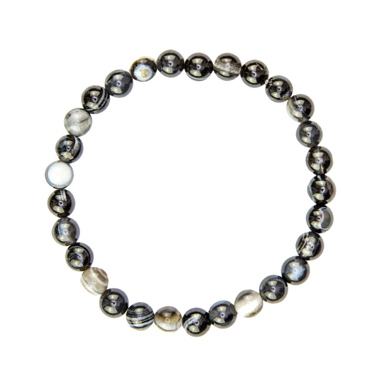 bracelet agate zonee noire pierres boules 8mm