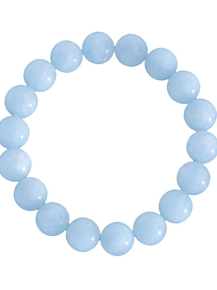 bracelet aigue marine pierres boules 10mm