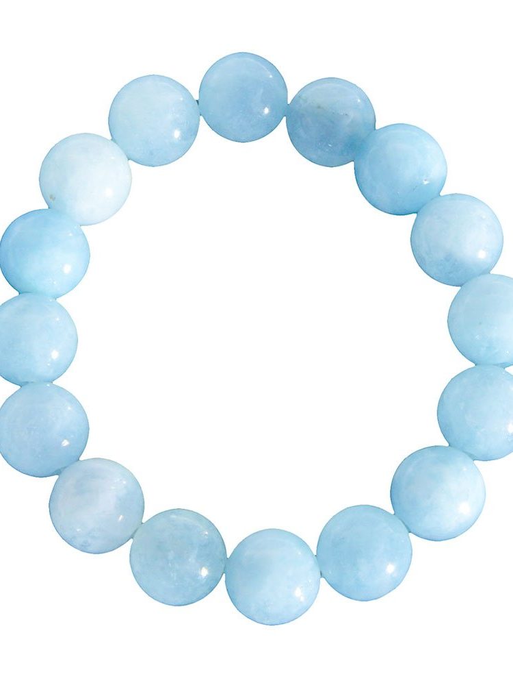 bracelet aigue marine pierres boules 12mm