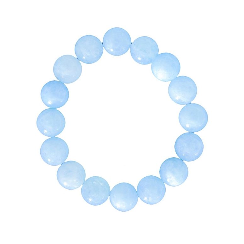 bracelet aigue marine pierres boules 12mm