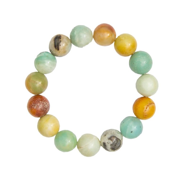 bracelet amazonite multicolore pierres boules 12mm