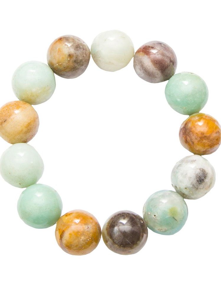 bracelet amazonite multicolore pierres boules 14mm