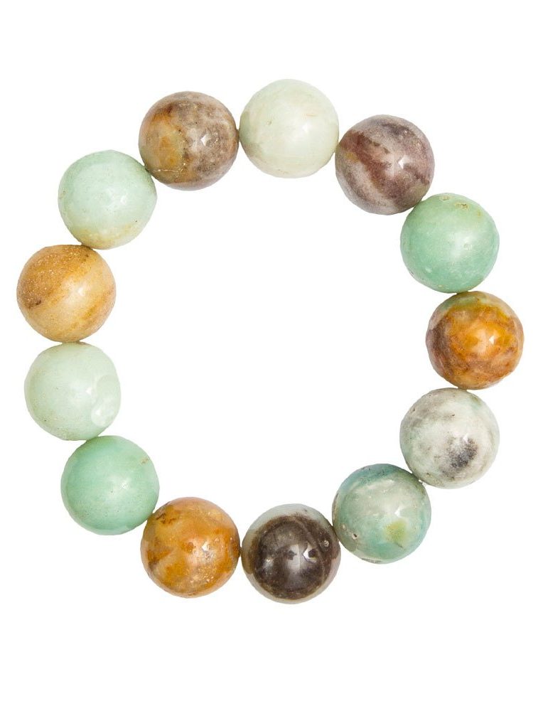 bracelet amazonite multicolore pierres boules 14mm