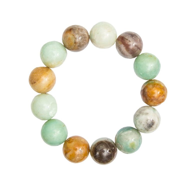 bracelet amazonite multicolore pierres boules 14mm