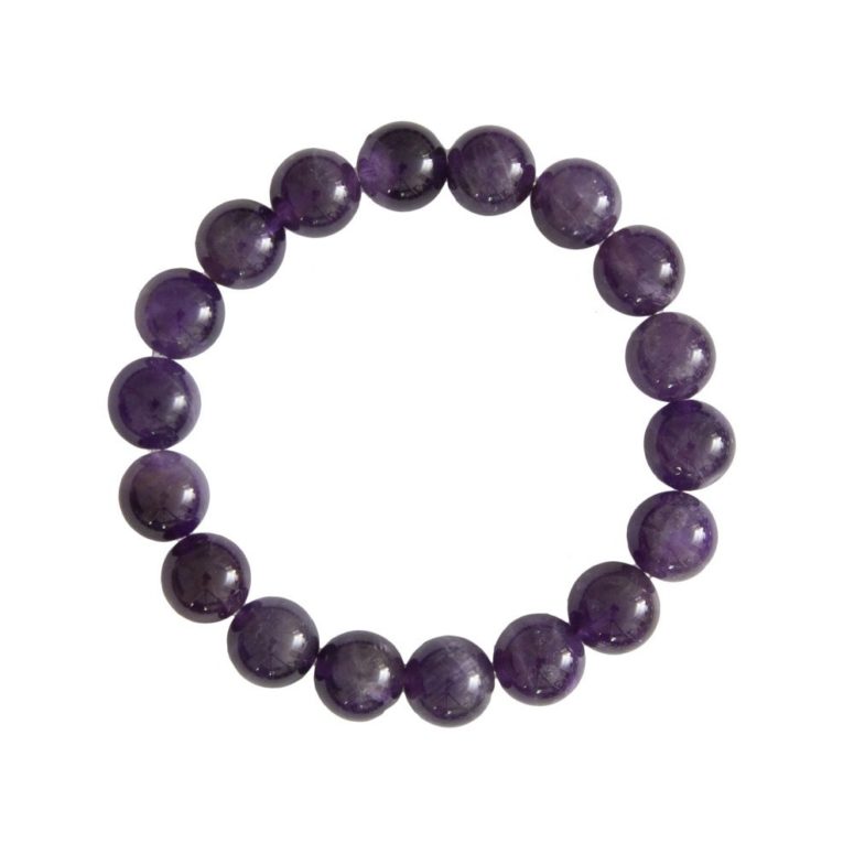 bracelet améthyste pierres boules 10mm