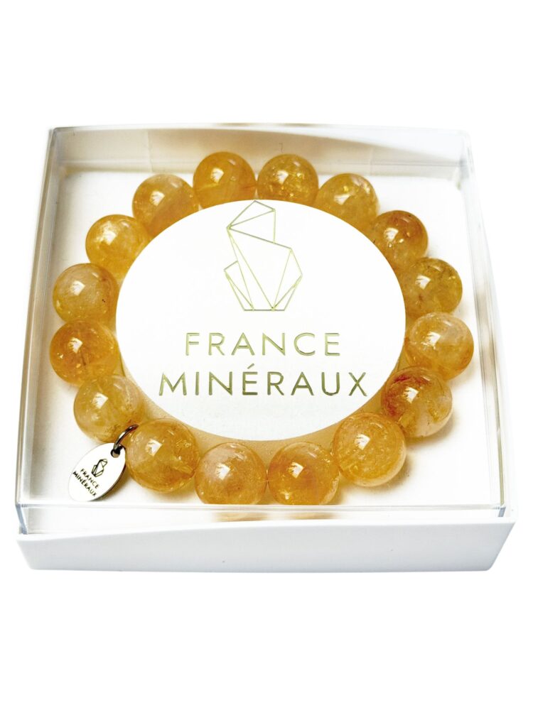 Bracelet Citrine - Perles de 12mm