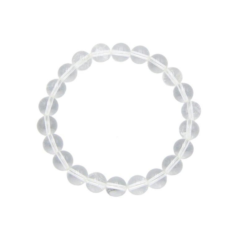 bracelet cristal de roche pierres boules 8mm