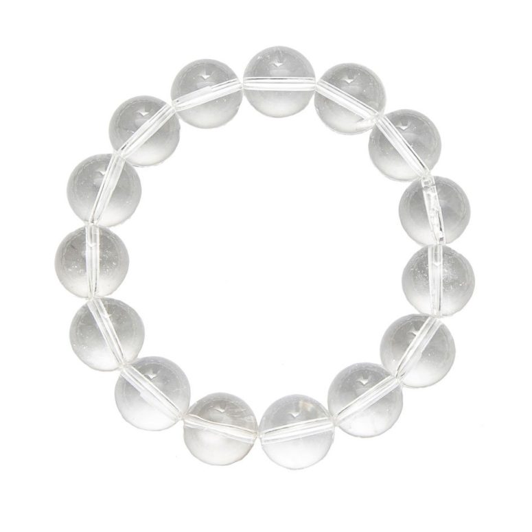 bracelet cristal de roche pierres boules 12mm