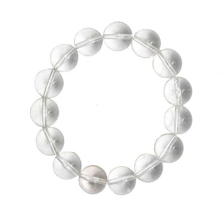 bracelet cristal de roche pierres boules 12mm