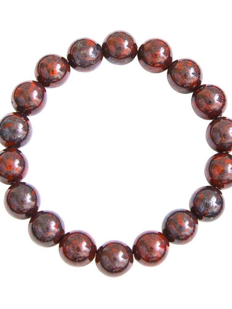 bracelet jaspe bréchique pierres boules 10mm