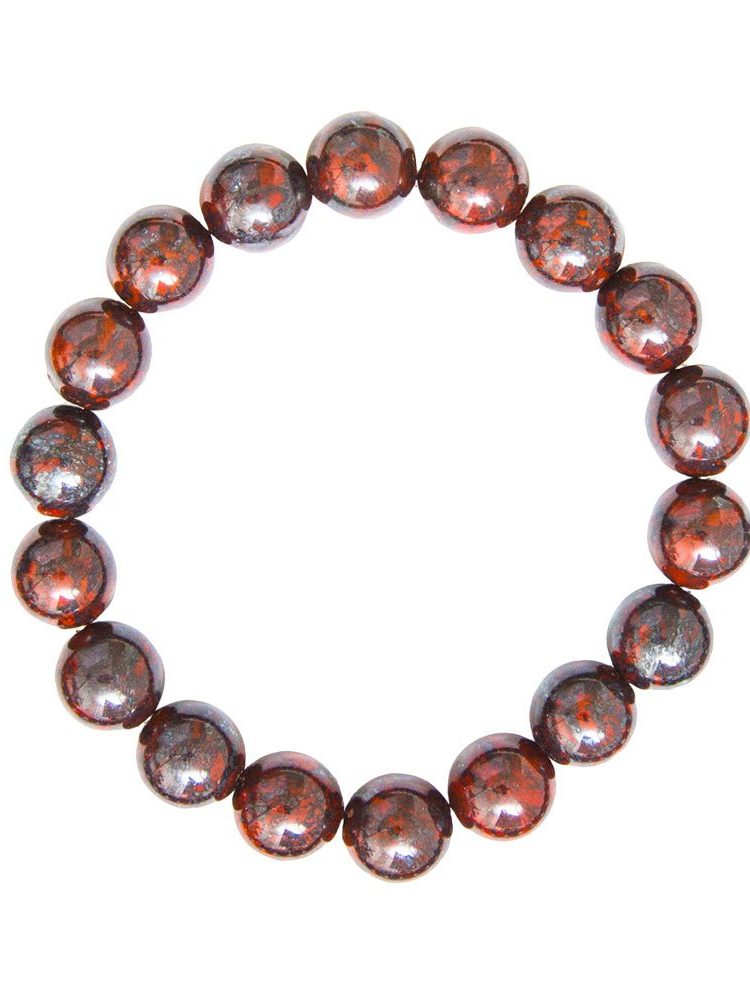 bracelet jaspe bréchique pierres boules 10mm