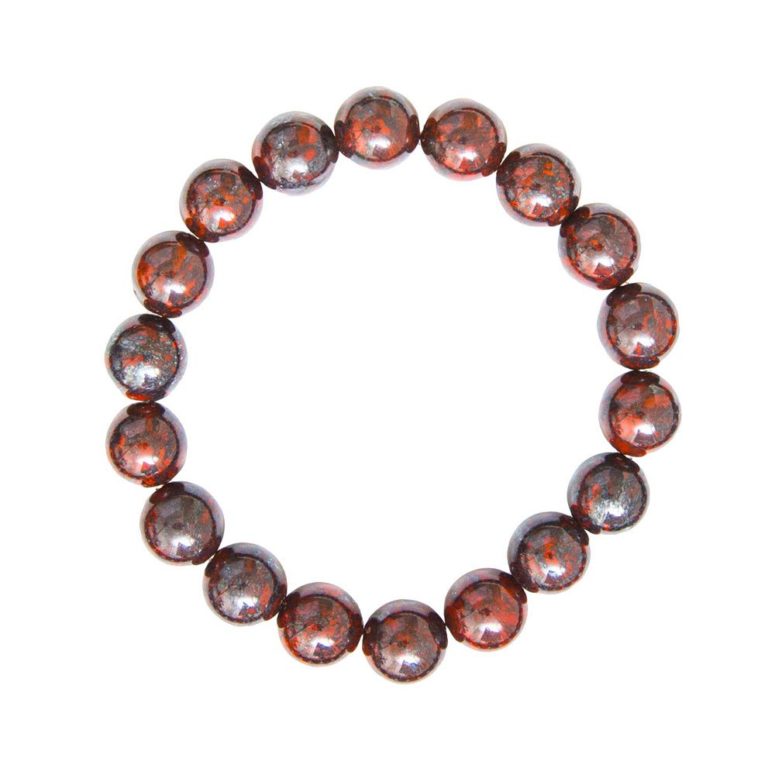 bracelet jaspe bréchique pierres boules 10mm