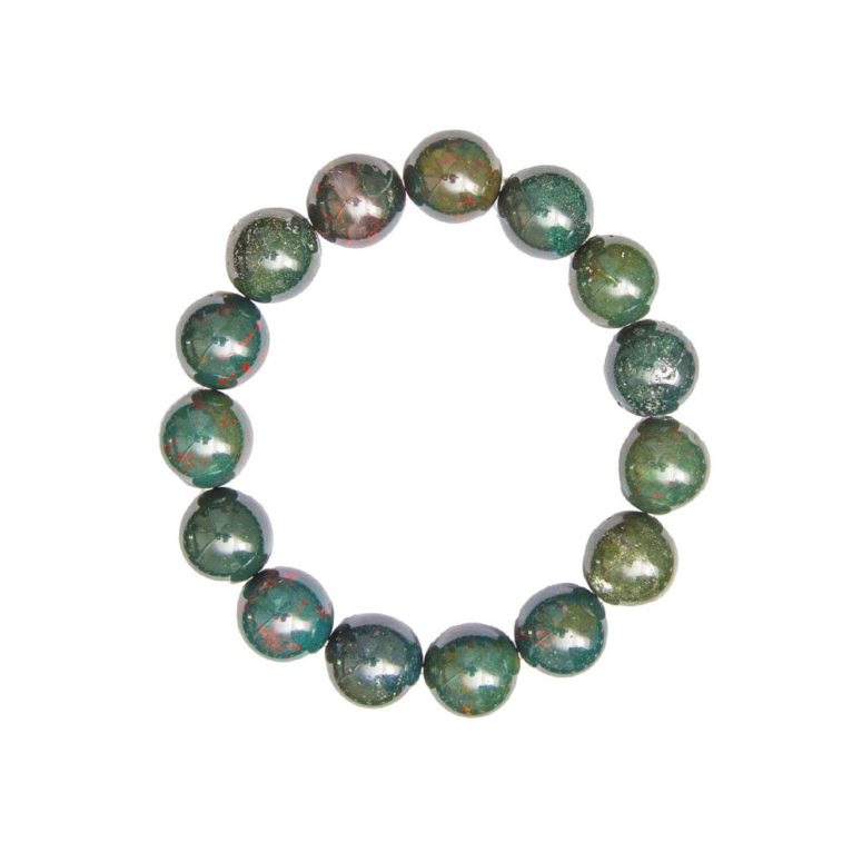 bracelet jaspe héliotrope pierres boules 12mm