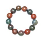 bracelet jaspe héliotrope pierres boules 14mm