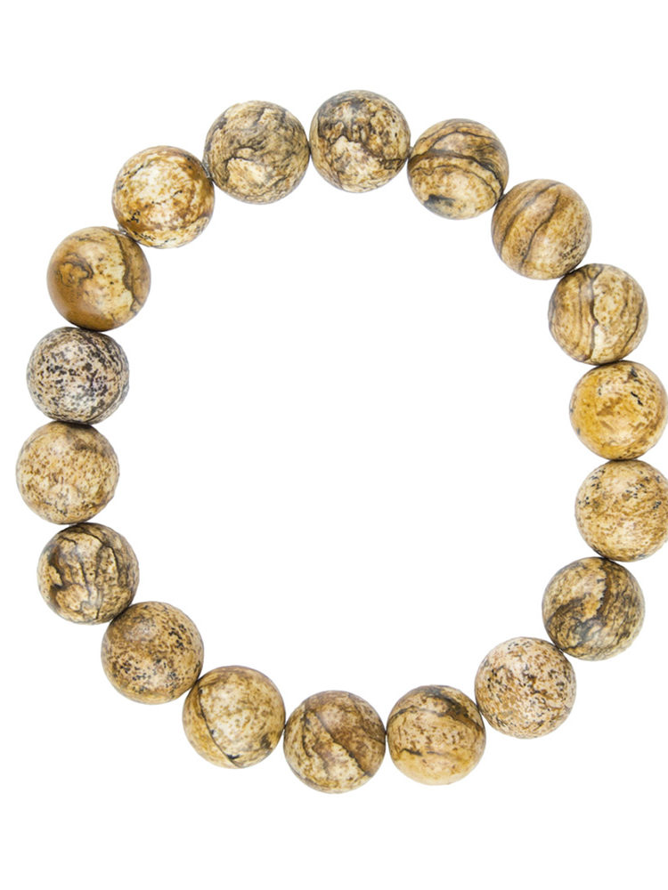 bracelet jaspe paysage pierres boules 10mm